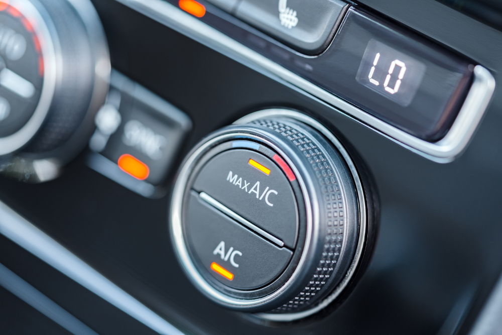 Car A/C Inspection in Cleveland Heights OH At Heights Swedish Solution. Close-up of a vehicle air conditioning system
